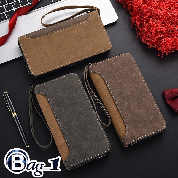 bag_1(BAG2191) กระเป๋าสตางค์ใบยาวผู้ชาย เป็นหนังPUมีซิป
