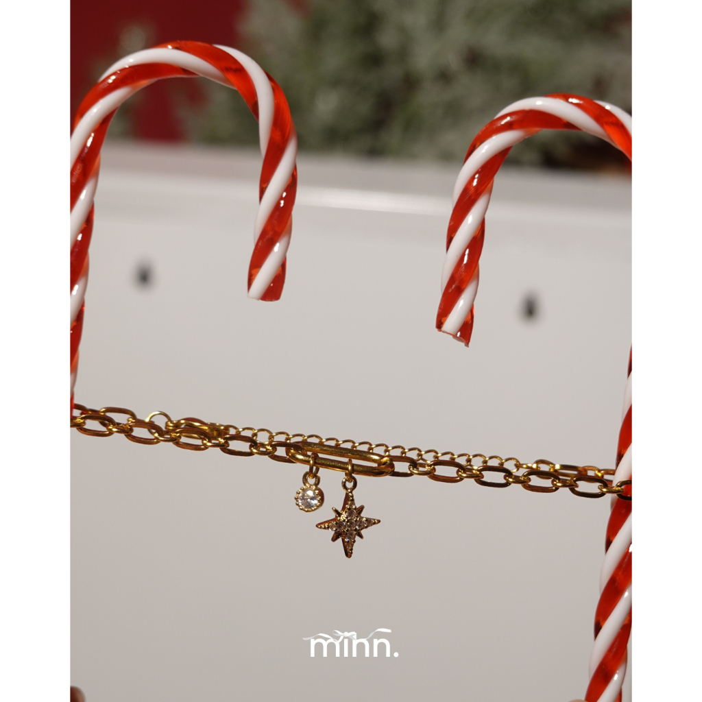 mihn. - Chain&Shine Bracelet (มีจี้2ชิ้น) เงินแท้