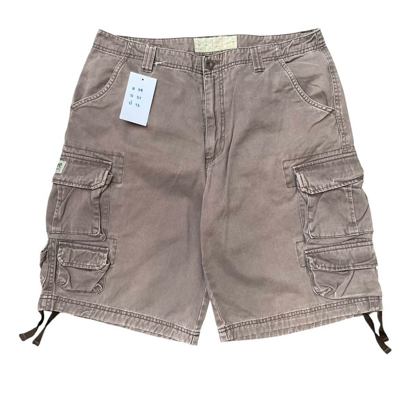 กางเกงคาร์โก้ ขาสั้น สามส่วน สีน้ำตาล LEE มือสอง สภาพดี มีกระเป๋าข้าง สีพื้น เรียบๆ