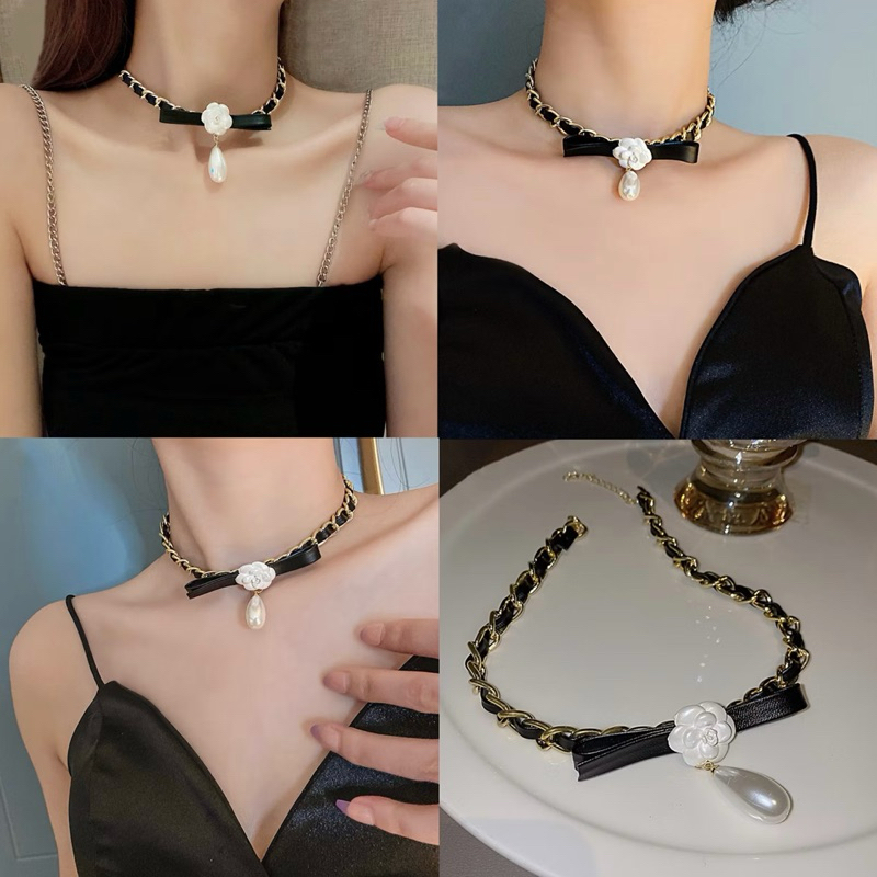 สร้อยคอโชคเกอร์ดอกคาเมเลียงานหรู ใส่ออกงานลุคลูกคุณดูดี