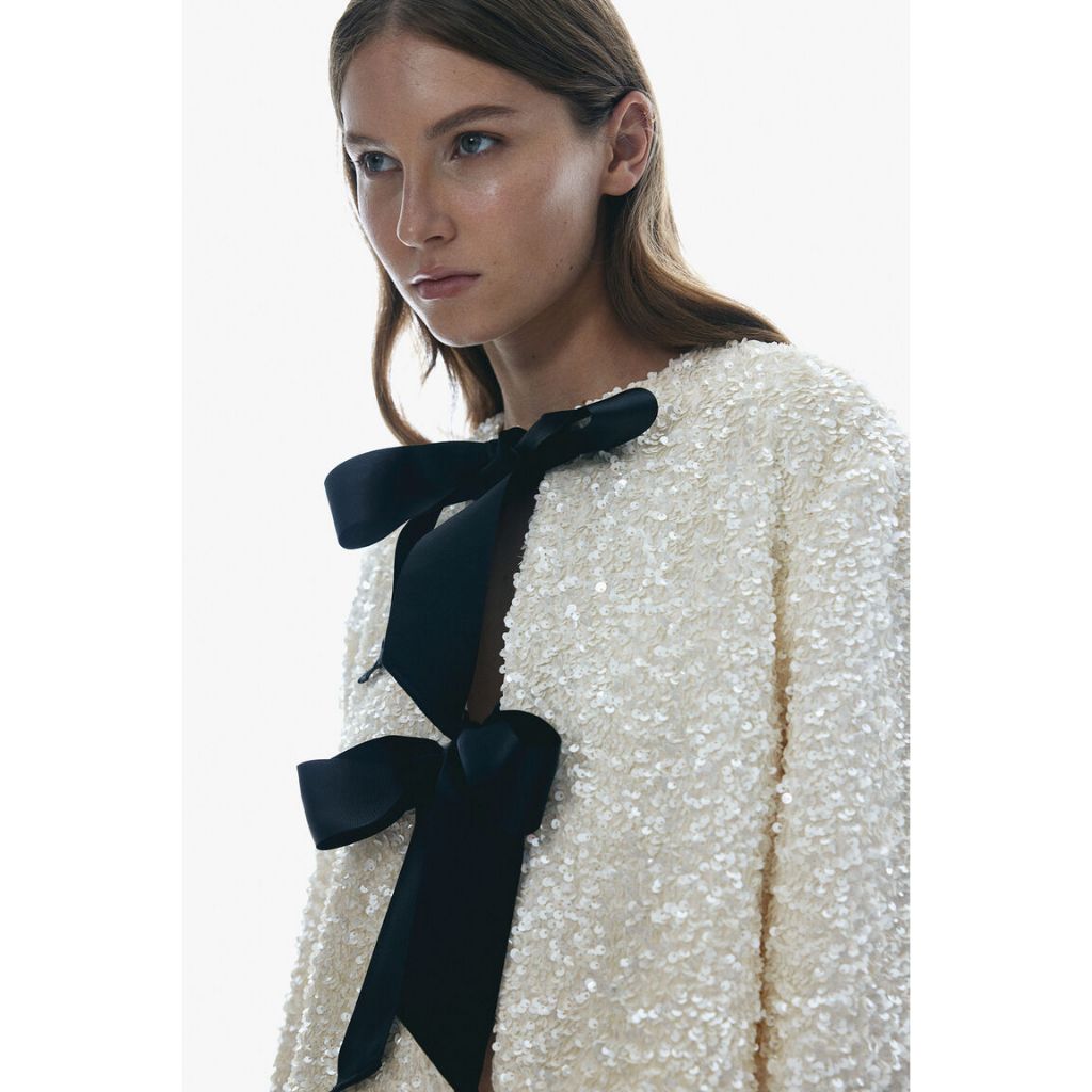 H&M Women Sequined bow-front jacket 1258249_1