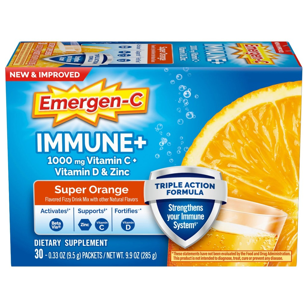 วิตามินซี แบบผง Emergen-C Immune+ 1000Mg Vitamin C รสส้ม 30ซอง