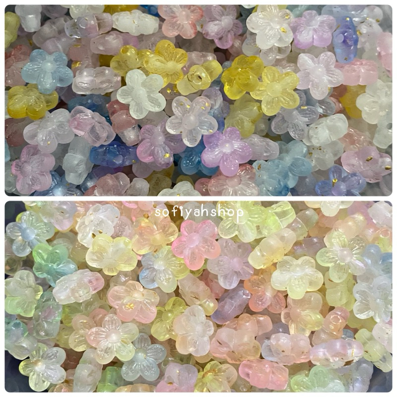 ลูกปัดดอกไม้ คละสี 10 มิล มีหลายสี - รูปที่ 2