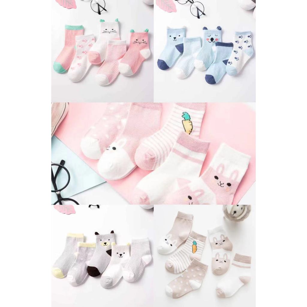 WZ05 ถุงเท้าเด็ก แพ็ค 5 คู่ สำหรับน้องตั้งแต่ 0-6 ปี ลายน่ารักสุดๆ