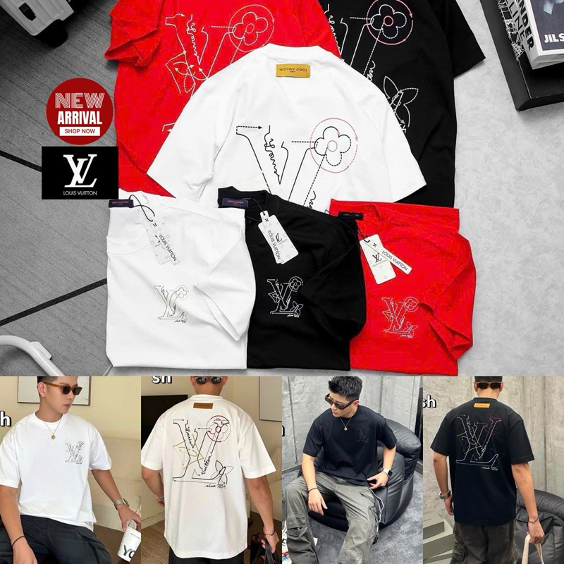 เสื้อยืดคอกลม แขนสั้น Louis Vuitton cotton สไตล์คลาสสิก สําหรับผู้ชาย