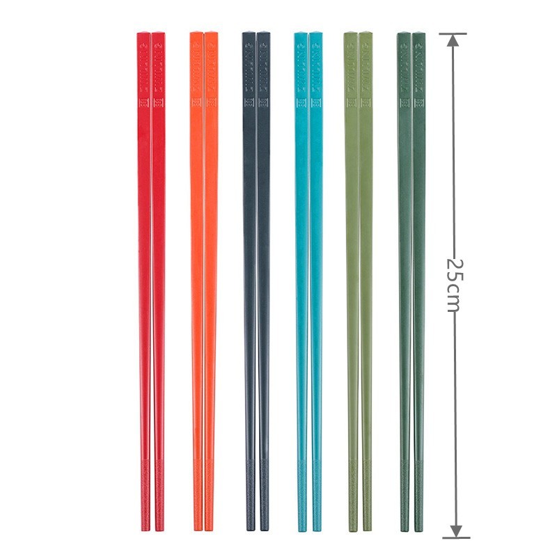 German Zwilling family chopsticks 6 pairs of non-slip colorful classification chopsticks set alloy chopsticks ราคา ถูกที่สุด ดีลบีเคเค แกลเลอรีภาพที่ 2