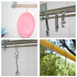OMC 10pcs เหล็กกล้าไร้สนิม S ตะขอห้องครัวห้องนอนราวบันไดอเนกประสงค์ S ตะขอหัวเข็มขัดตะขอยึดตะขอแขวนเครื่องมือจัดเก็บเหมา