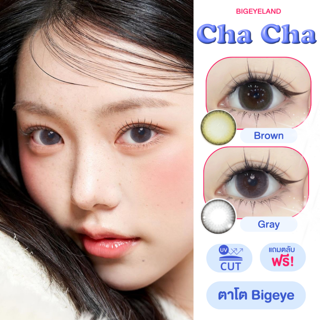 คอนแทคเลนส์ Cha Cha Brown / Gray (Lovely Lens) ขนาดบิ๊กอาย