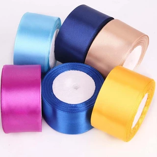 ริบบิ้นผ้าซาติน หน้ากว้าง 5CM (50MM) ยาว 25หลา หรือ 22เมตร ริบบิ้นทำโบว์หรือผูกกล่องของขวัญ พร้อมส่ง