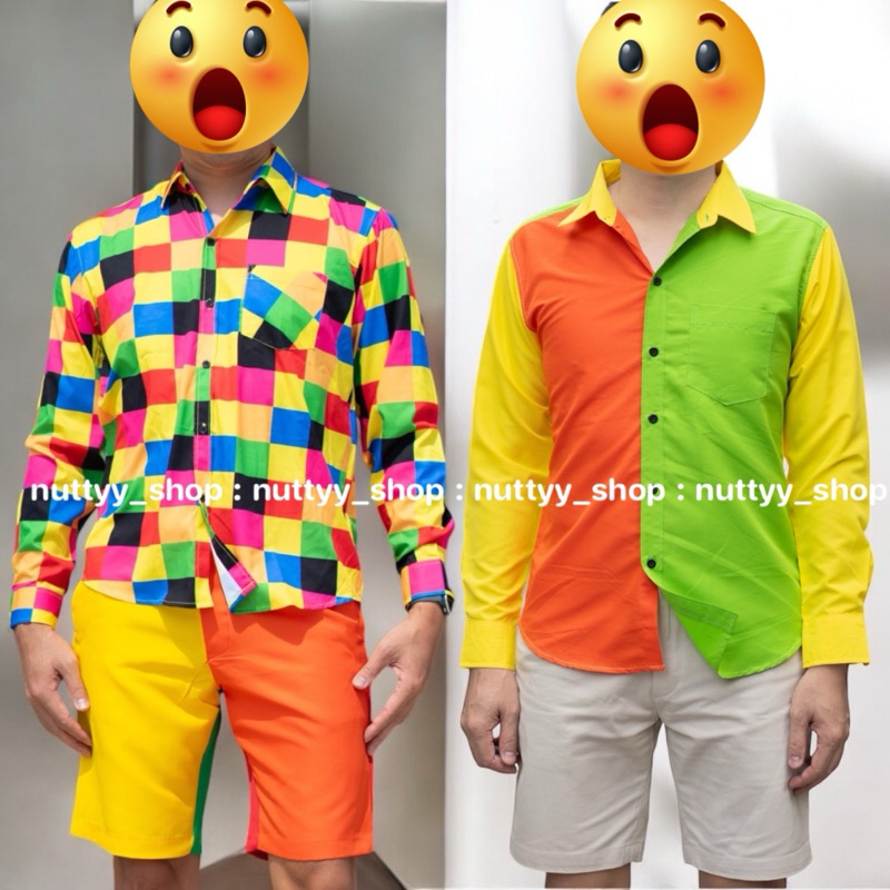 เสื้อเชิ๊ดเเขนยาวคอปกลายหมากรุกมีเป๋าเสื้อเเนววินเทจคัลเลอร์ฟู
