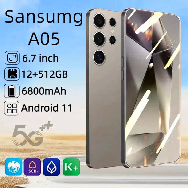 โทรศัพท์มือถือ Sansumg a05 สมาร์ทโฟน 6.7 นิ้ว 12 + 512GB 6800mAh Android 11 โทรศัพท์มือถือรับประกัน 