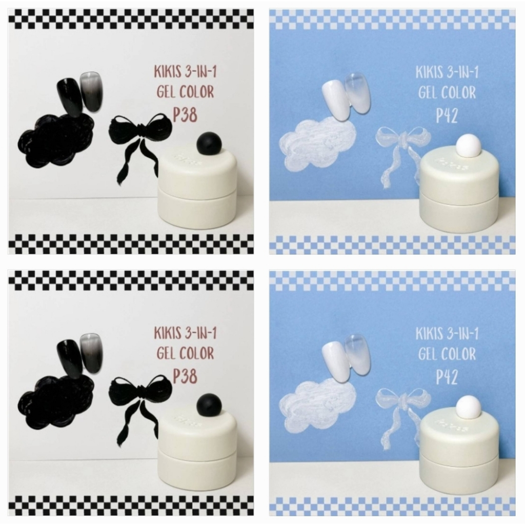 Kikis สีเจลเพ้นท์เล็บ Premium Liner 2 สี ขาวWhite/ดำBlack กระปุก เนื้อสีเข้มข้น พร้อมส่ง