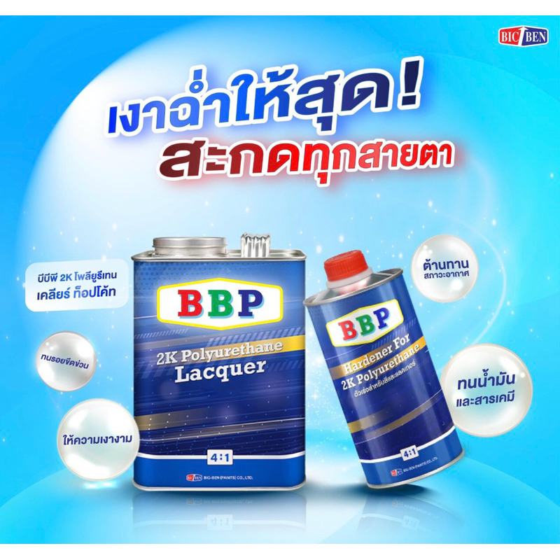 แลคเกอร์2K BBP บีบีพีฟ้า ใหม่ ระบบ4:1 (แกลลอน) ขนาด3.2ลิตร พร้อมฮาร์ด 0.7.5ลิตร