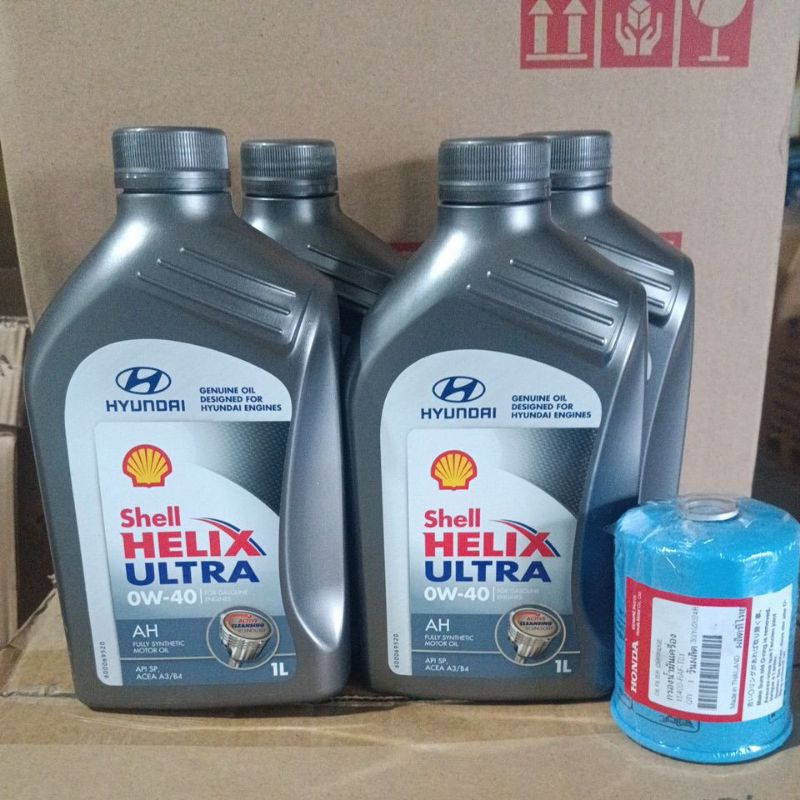 น้ำมันเครื่องเชลล์อัลตร้าสังเคราะห์แท้เบนซิน0W-40=4ลิตร+กรองเครื่องฮอนด้าแท้