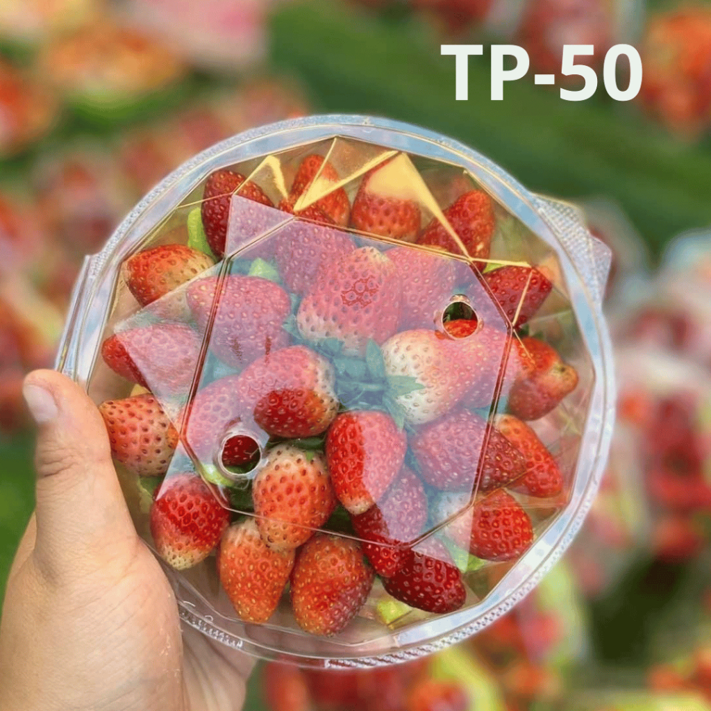 (1แพ็ค / 100ใบ) กล่องใส่สตอเบอรี่(ทรงเพชร) TP-50
