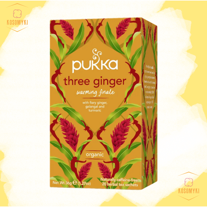 ชาอังกฤษ ชาสำเร็จรูป ชาสมุนไพรออแกนิค Pukka Three Ginger Tea Bags 20 Sachets