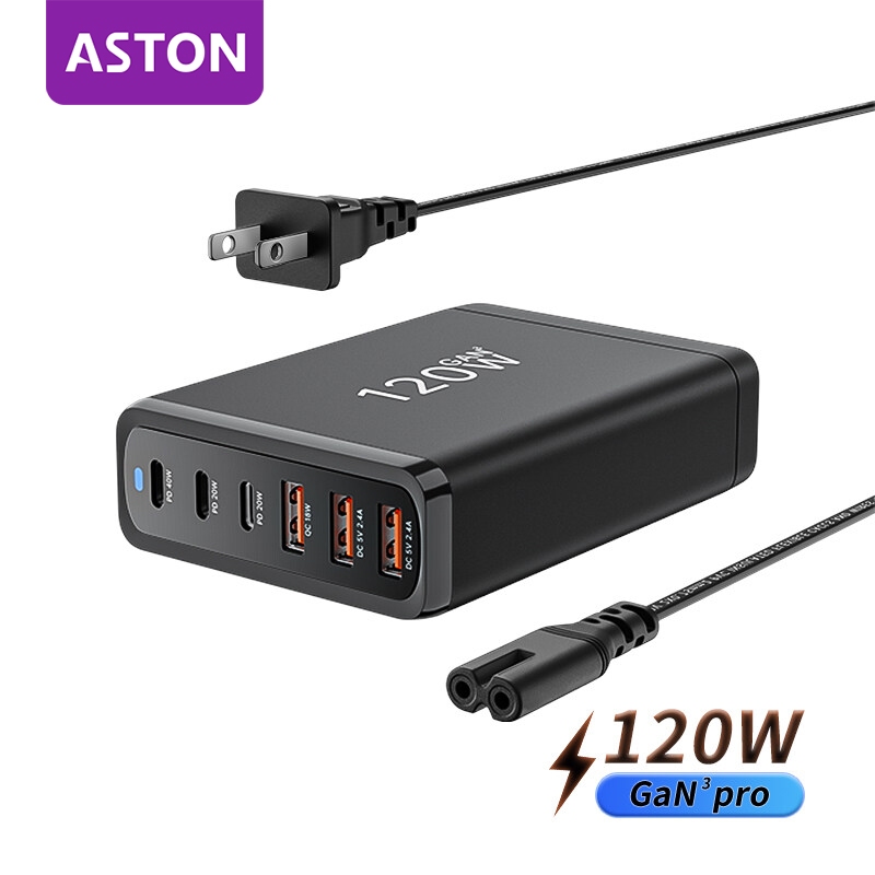 ASTON หัวชาร์จเร็ว หัวชาร์จ 120W USB Type C Charger GaN Quick Charge หัวชาร์จเร็ว 6พอร์ต 3Type C+3US
