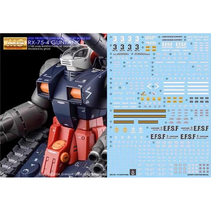 ดีคอลน้ำ DECAL [GHOST] MG RX-78-4 Guntank สะท้อนแสงแบล็คไลด์