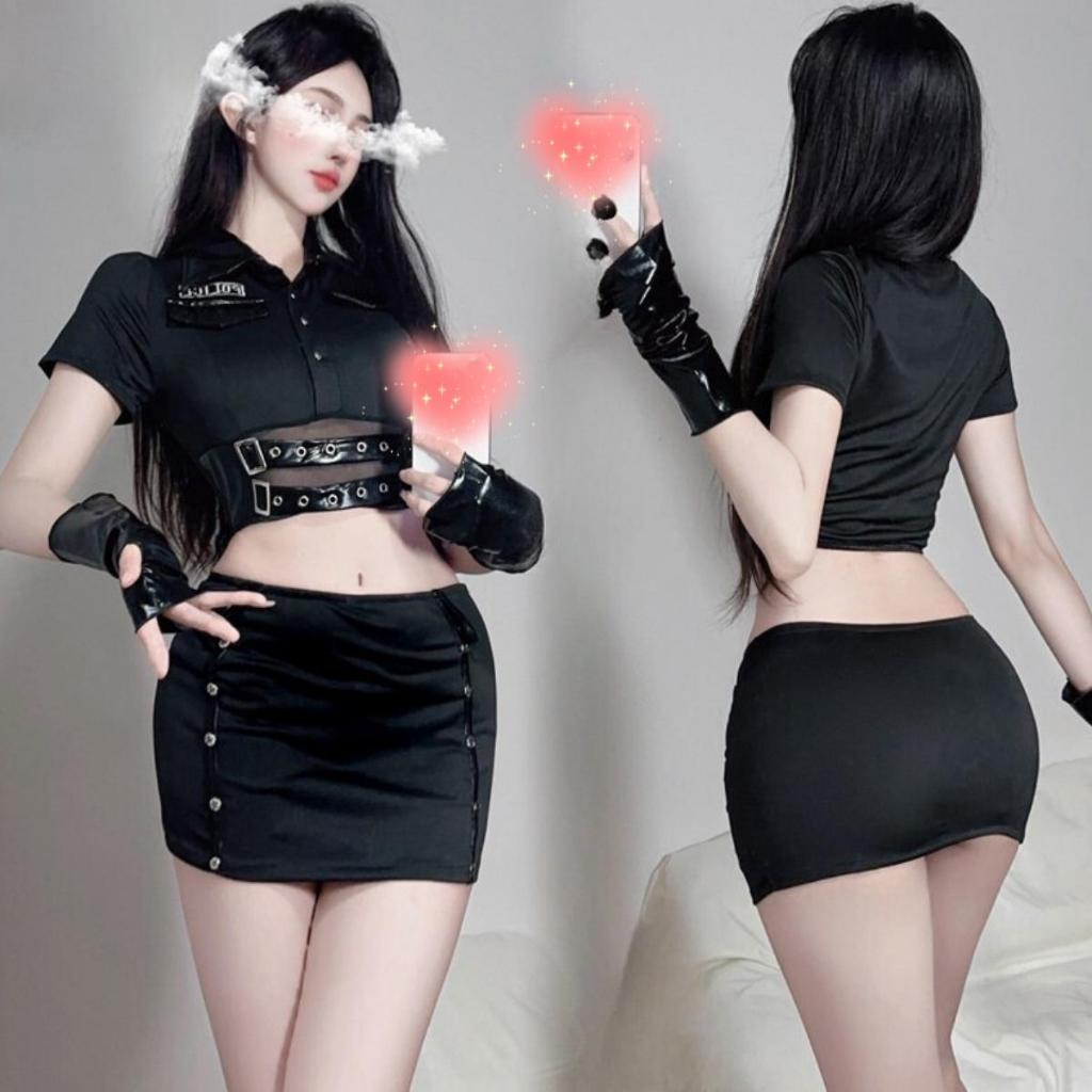 TOP SEXY ชุดsexy ชุด cosplay ชุดอาชีพ ชุด 2 ชิ้น พร้อมจีสตริง T-433