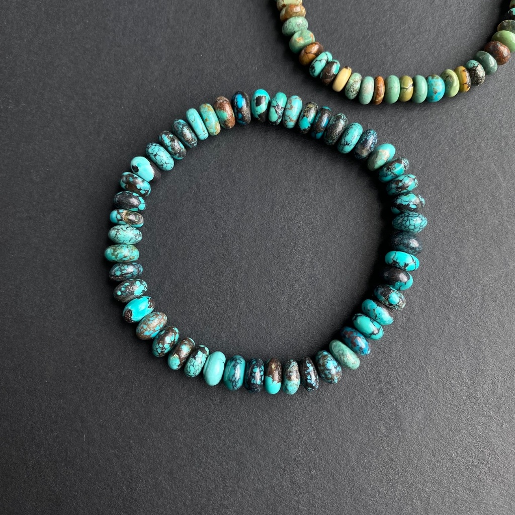 กำไลหินแท้ เทอควอยซ์ ธรรมชาติ (Natural Turquoise) 6-7mm รูปที่ 2