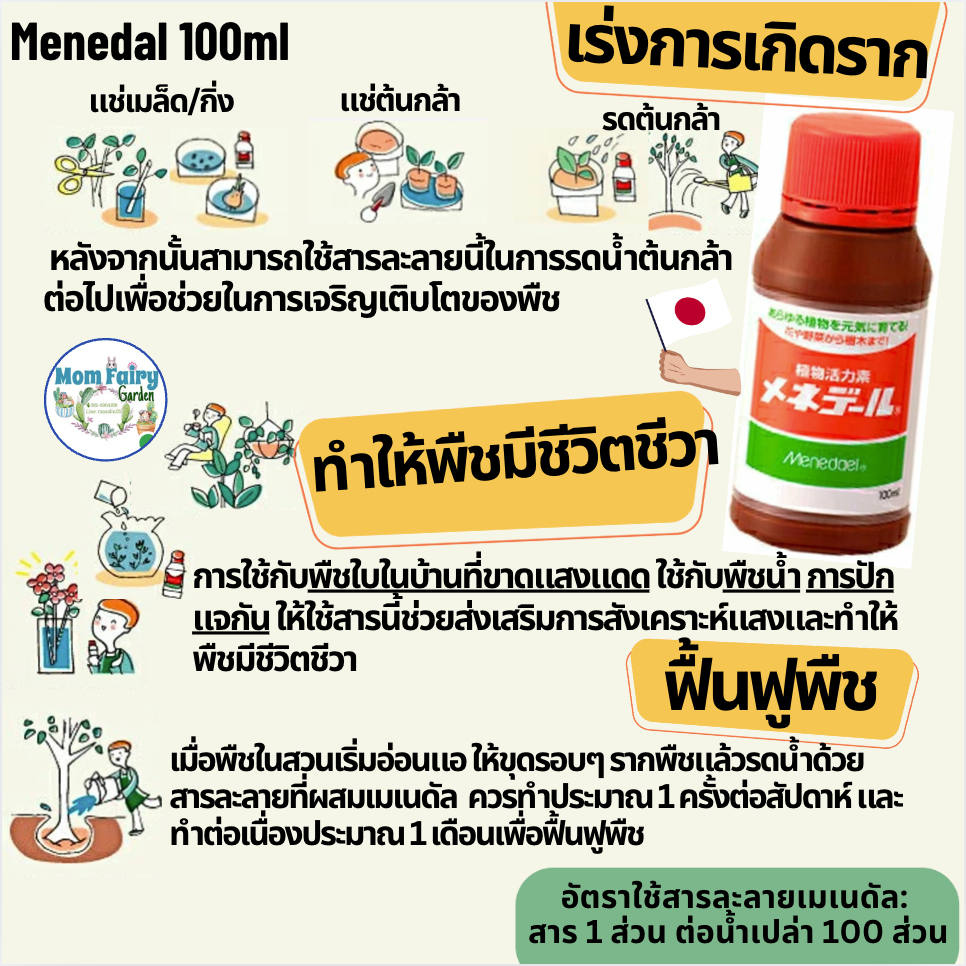 Menedal 100ml สารเร่งราก บำรุงให้มีชีวิตชีวา และฟื้นฟู ด้วยสองการทำงานของไอออนพาวเวอร์