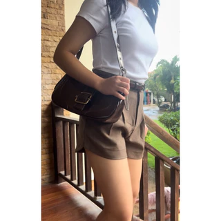B15 กางเกงขาสั้นเอวสูง ทรงบาบี้ ผ้าโซดา ผ้าใส่สบาย ไม่ร้อน กางเกงผู้หญิง Pollydesign