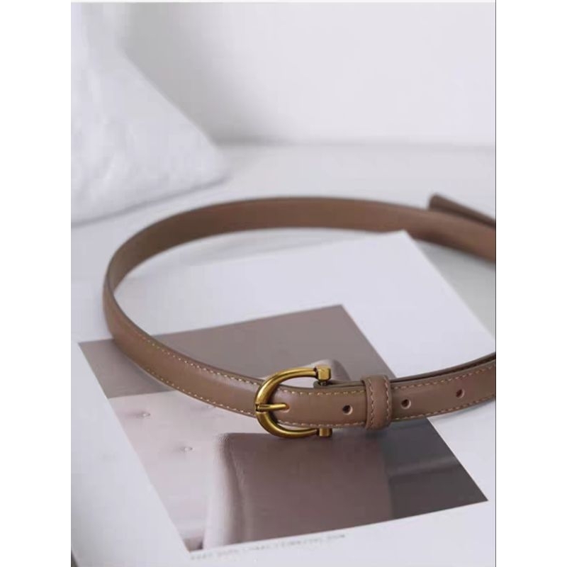 PL-025 ❤️แบรนด์LULU❤️ เข็มขัดหนังPUเกรดพรีเมียม อะไหล่ทองวินเทจ หุ้มหนังทั้งเส้น