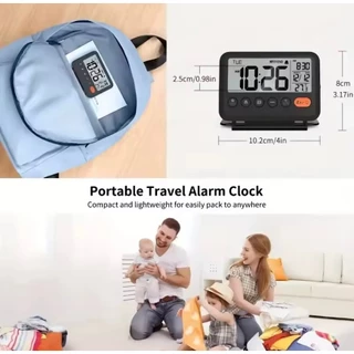 6201นาฬิกาปลุกขนาดเล็กอิเล็กทรอนิกส์ LCD Digital Travel นาฬิกาปลุกเครื่องวัดอุณหภูมิ Snooze ปฏิทิน 12/24H นาฬิกาตั้งโต๊ะ