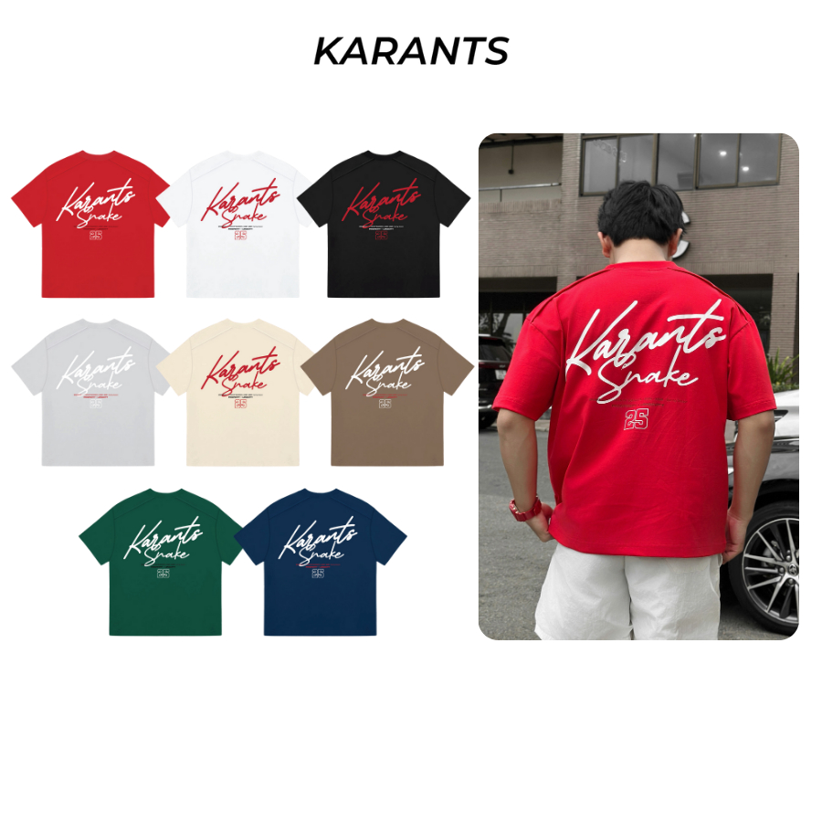 [คอลเลกชันงู Karants 2025] - Karants แบรนด์ระดับนานาชาติ เสื้อยืด Snake มีกระเป๋าข้าง ทรง Boxy - KR1