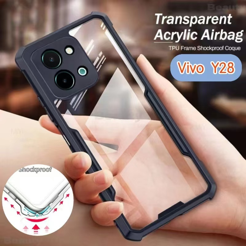 เคสกันรอยกล้อง PC+TPU สำหรับVivo Y28 4G  กันกระแทก เคสหลังใส