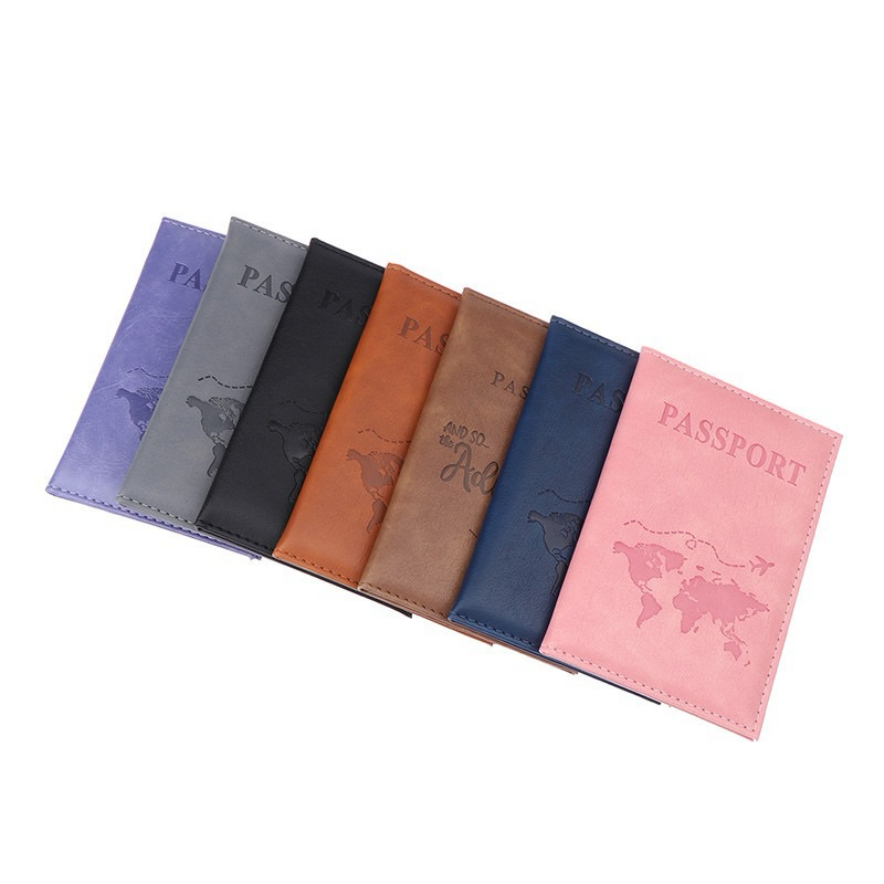 ✅ ขายดี มีพร้อมส่ง ปกใส่หนังสือเดินทาง Passport หนังพียู ลายเครื่องบินและแผนที่โลก