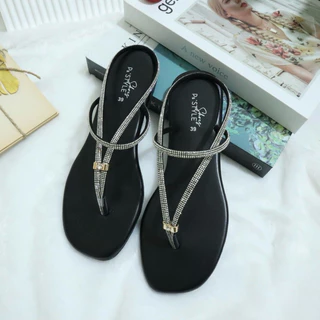 รองเท้าแตะแฟชั่น รุ่น Roseanne 6 สี รัดส้นเส้นเพชร มีเก็บเงินปลายทางได้ B384