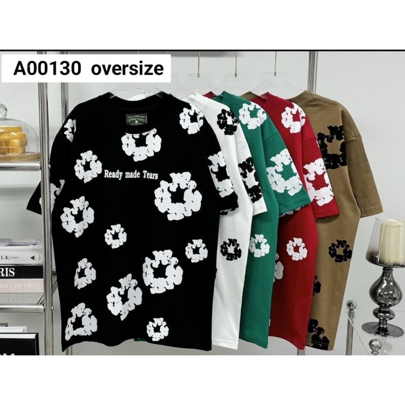 เสื้อยืดโอเวอร์ไซร์รุ่นดอกไม้