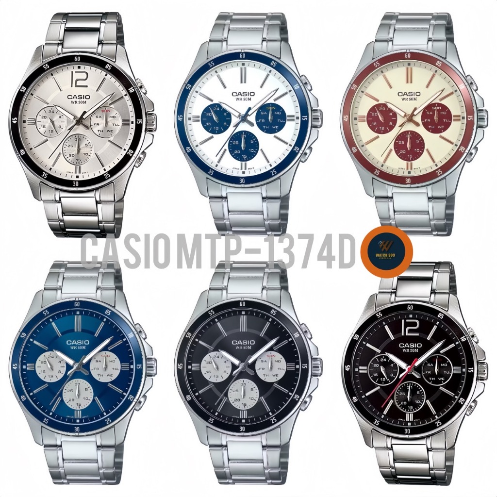 นาฬิกา Casio แท้ รุ่น MTP-1374D สายสแตนเลสแท้ สำหรับผู้ชาย สปอร์ตเท่ห์ กันน้ำ50M ของแท้100% รับประกั