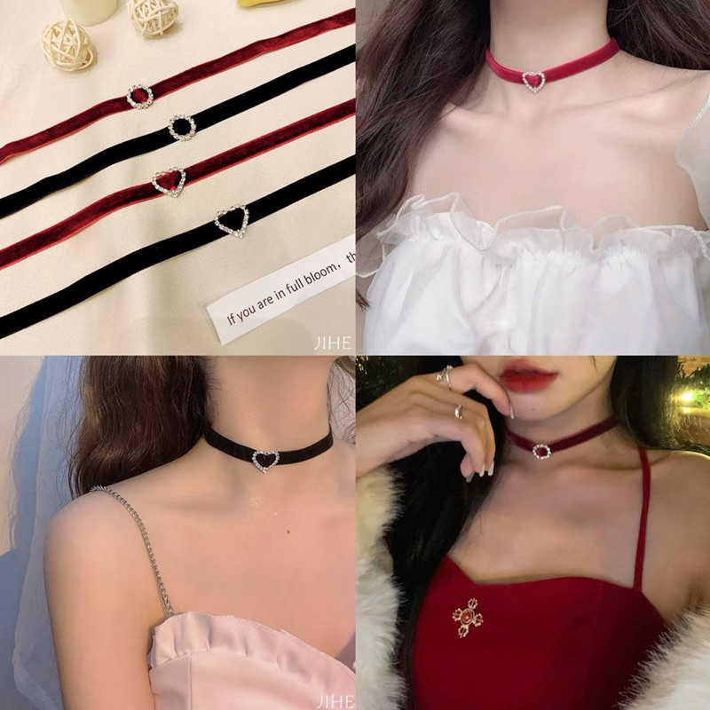 สร้อยคอโชคเกอร์กำมะหยี่สุดหรู ประดับเพชร แมชได้ทุกลุค