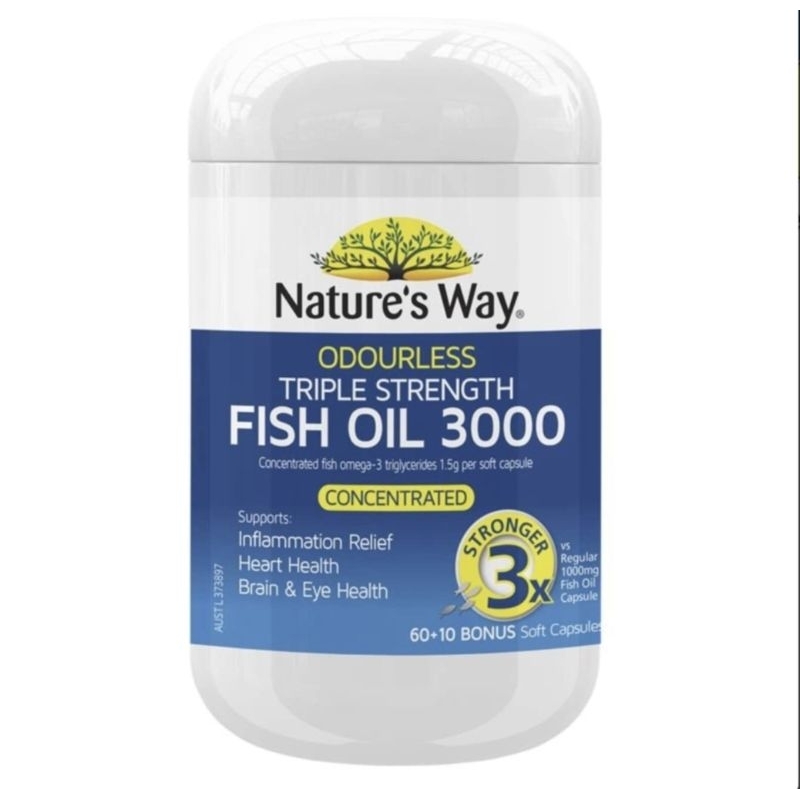 น้ำมันปลา Fish Oil Nature's Way Odourless Triple Strength 3000