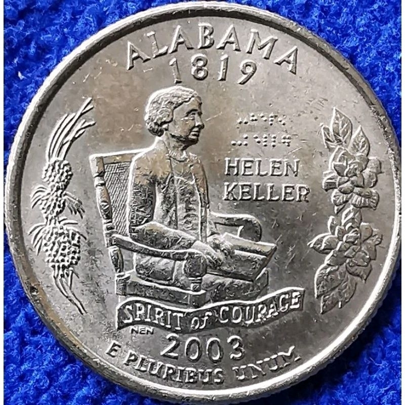 เหรียญ​ USA, 0.25 USD, (State quarter, Alabama)​, ใช้แล้ว​, #0787T