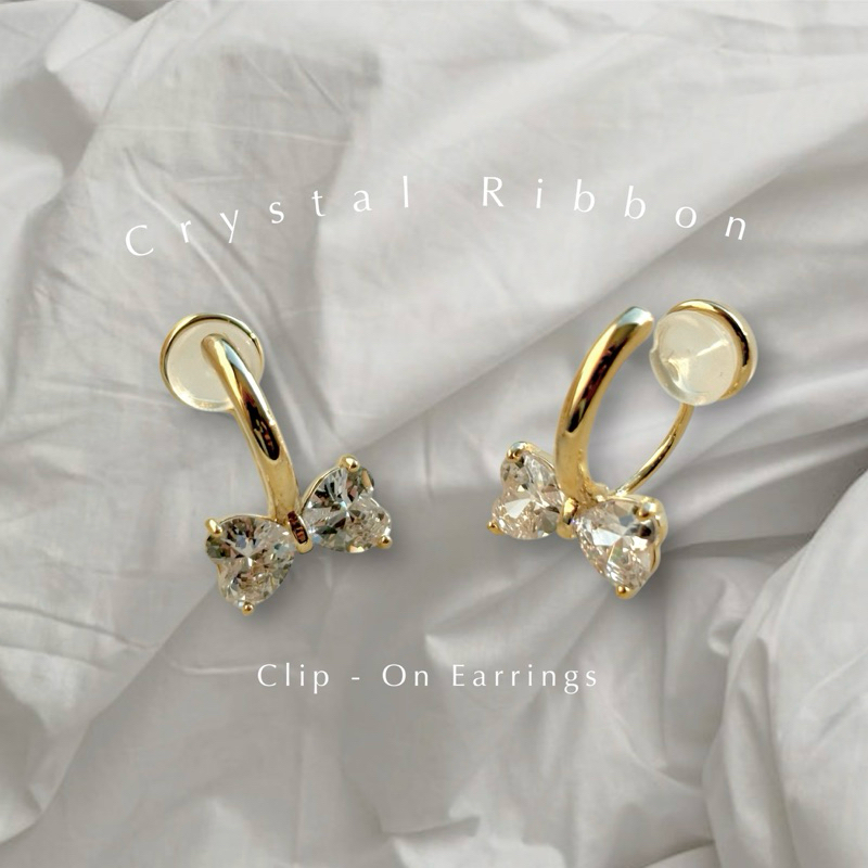 Crystal Ribbon Clip On Earring[ต่างหูหนีบ]