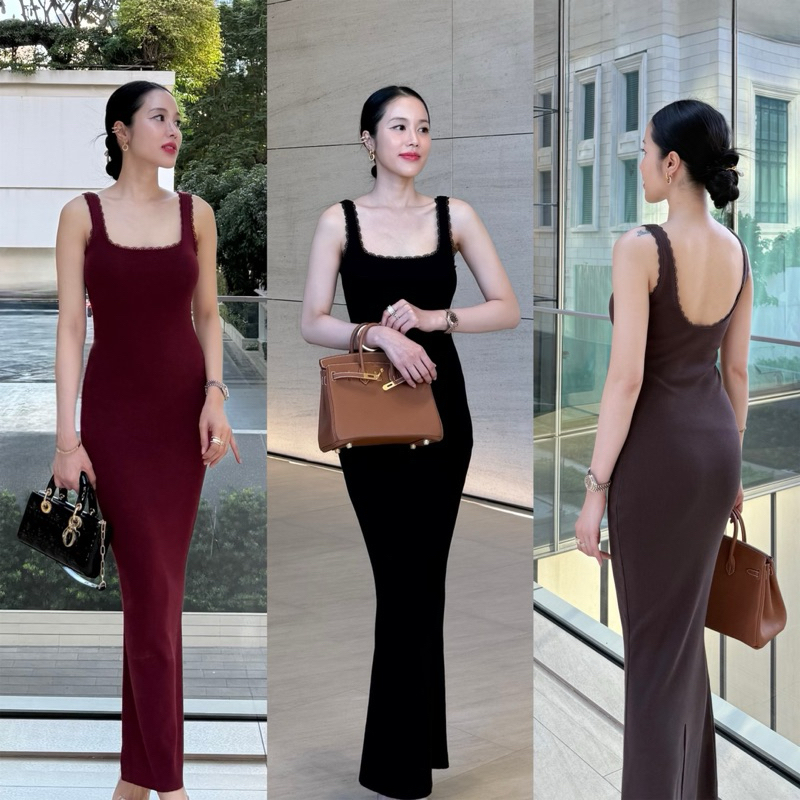 LITAS : LUCY DRESS เดรสไหมพรมปักลูกไม้ เดรสลูกไม้