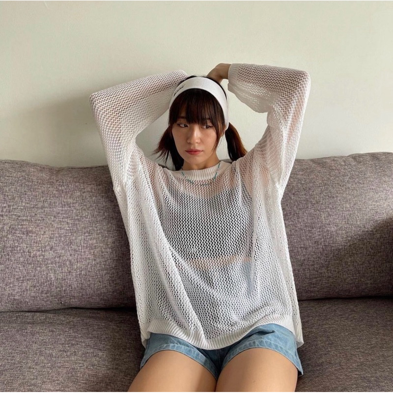 เสื้อตาข่ายไหมพรม kiddi