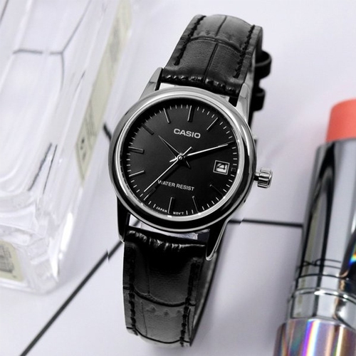 Casio นาฬิกาผู้หญิงสายหนัง รุ่น LTP-V002L-1AUDF,LTP-V002L-1A,LTP-V002L