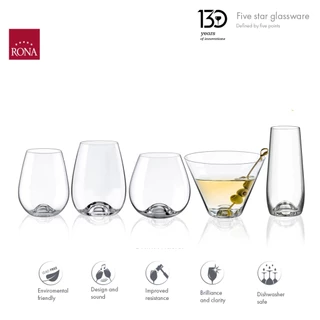 แก้วน้ำ แก้วไวน์ไม่มีขา, Rona Drink Master Multipurpose แก้วคริสตัล Stemless Crystal Glass