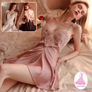 SexyNight🌜🌜นางสาวผ้าไหมน้ำแข็งกระโปรงแขวนชุดนอนเกรซ💮💮ผู้หญิงเซ็กซี่กระโปรงเปลือย🍃🍃พร้อมส่ง（H9070）