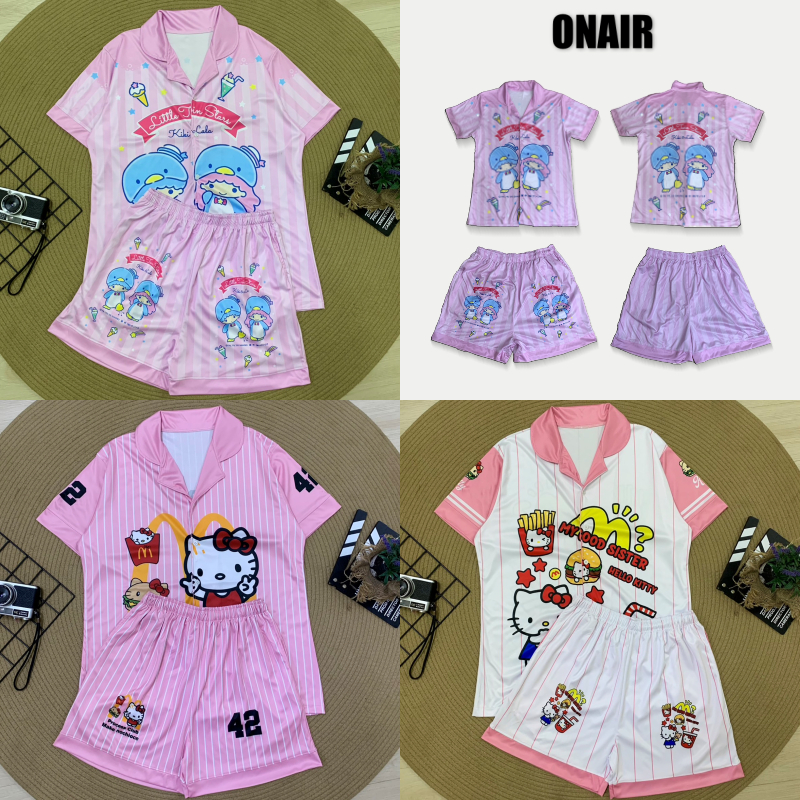 ชุดนอน (Sset4) ชุดเซทลายริ้ว การ์ตูนลิตเติ้ลคิต ฟรีไซส์ 44-46 ผู้หญิง