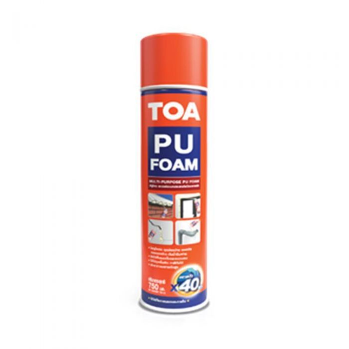 TOA PU Foam สเปรย์พียูโฟม ทีโอเอ สเปรย์อุดรอยต่อรอยรั่วกันเสียง สเปรย์โพลียูรีเทน อุดรู อุดรอยต่อ 750ml. ขยายตัว 40เท่า
