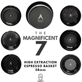 APRESSO 'The Magnificent 7 Series' Black High-extraction Espresso Basket 58mm ตะกร้าชงเอสเปรสโซ แบบสกัดสูง by VANIVITO