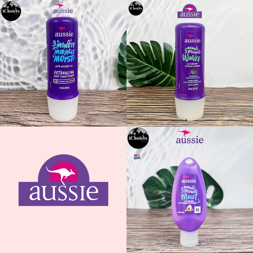 [Aussie] 3 Minute Miracle Moist Deep Conditioner 50 ml, 236 ml คอนดิชันเนอร์ ครีมนวดผม สำหรับผมแห้งเ
