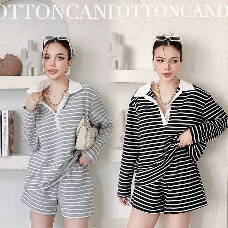 #COTTON CANDY เซตเเขนยาวริ้ว New Benny korea