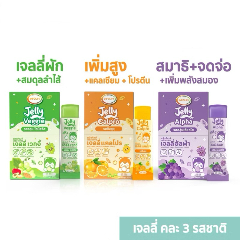 (ชุด4กล่อง) Jelly Calpro & Jelly Veggie & Jelly Alpha
