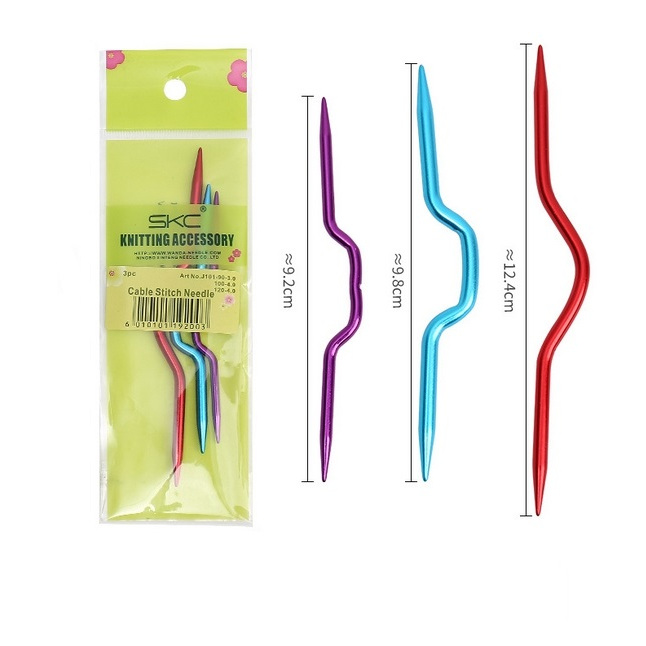 ไม้บิดเกลียว ไม้ถักลายเปีย ทำลายเปีย สำหรับถักนิตติ้ง แบบตรง (3 ชิ้น/แพ็ค) SKC